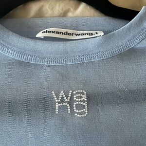 Alexander Wang Hotfix short-sleeve mesh T-shirt Baby Blue